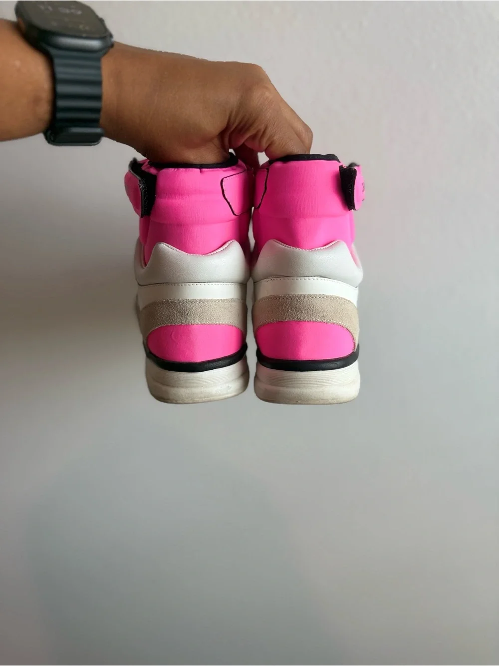 CHANEL Pink, White and Beige High-Top Sneakers